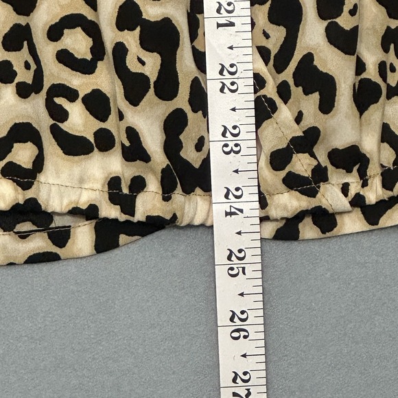 Y2K Animal Print Womens Top M Derona Surplice Beige Leopard Ruffle Classic Mob - Picture 11 of 13